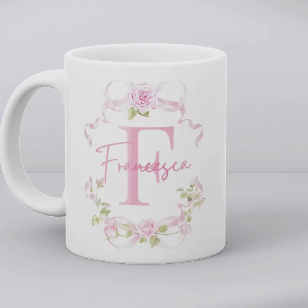 Personalised Pink Roses Mug Gift | Friend Mum Sister Gift