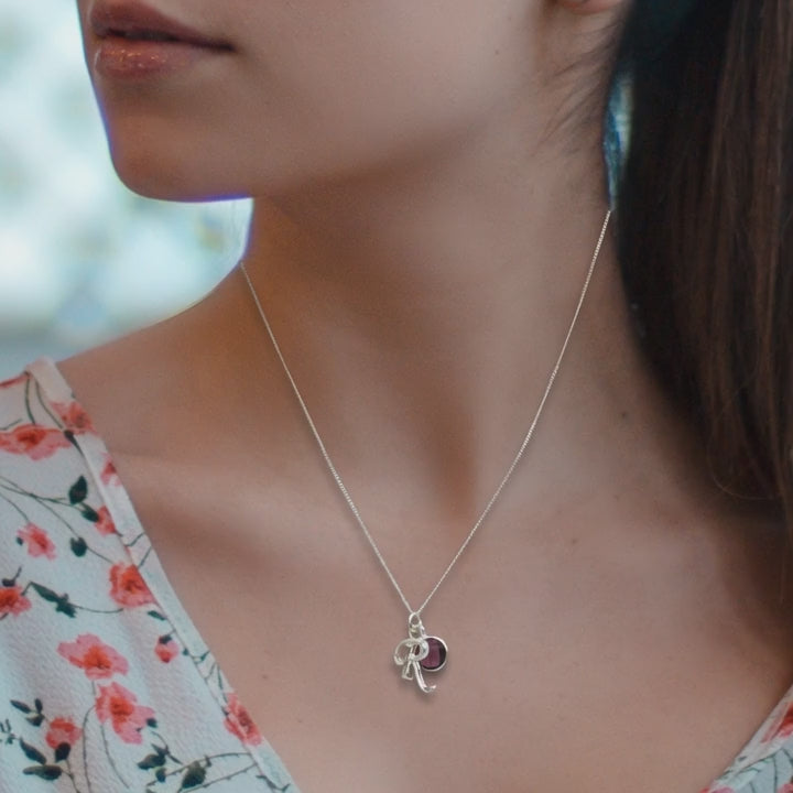 Personalised Initial Birthstone Necklace