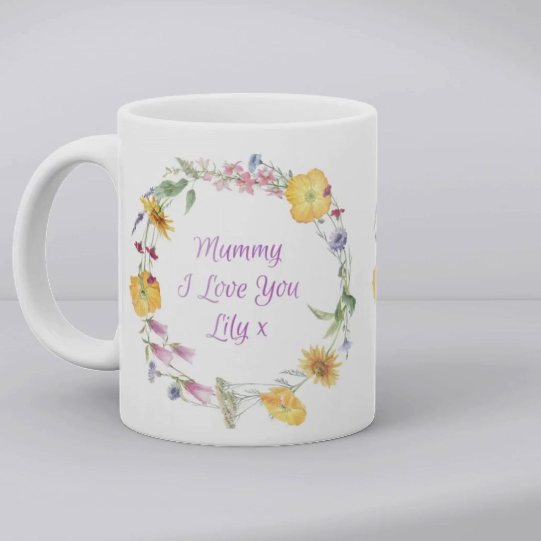 Personalised Colourful Flowers Mug