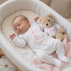Personalised Pink Roses Teddy Bear Babygrow Or Vest Gift Hamper