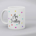 Personalised Colourful Hearts Mug Gift | Mum Gran Teacher Friend