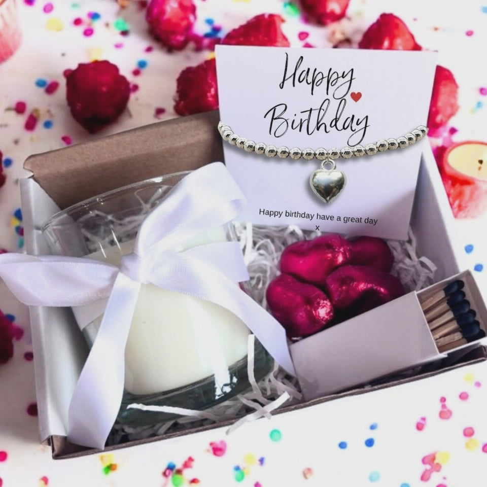 Small Happy Birthday Gift Hamper | Bracelet, Chocolates & Candle