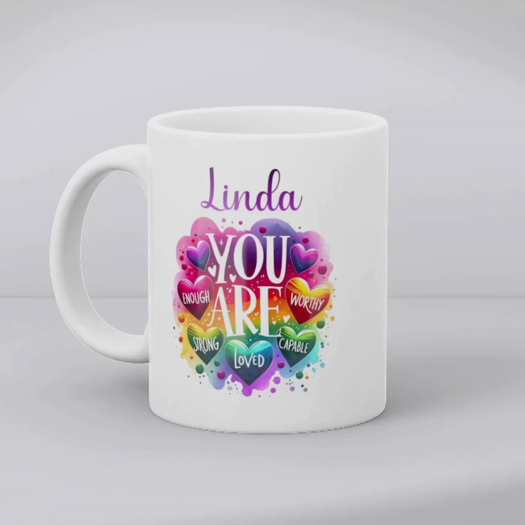 Personalised You Are Enough Affirmation Mug Gift | Sister Daughter Mum