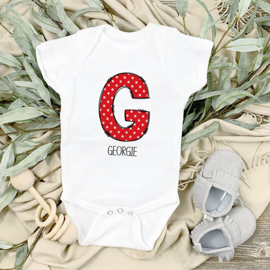 Personalised Red Dots Letter Baby Vest