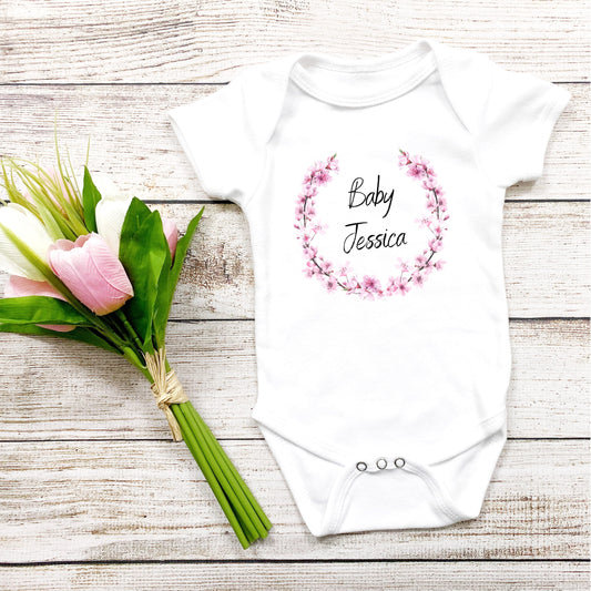 Personalised Pink Blossom Baby Vest