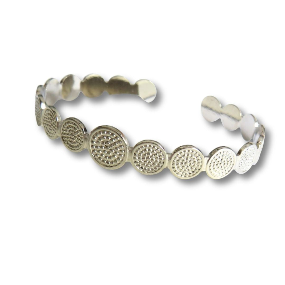 Silver Textured Circle Bangle