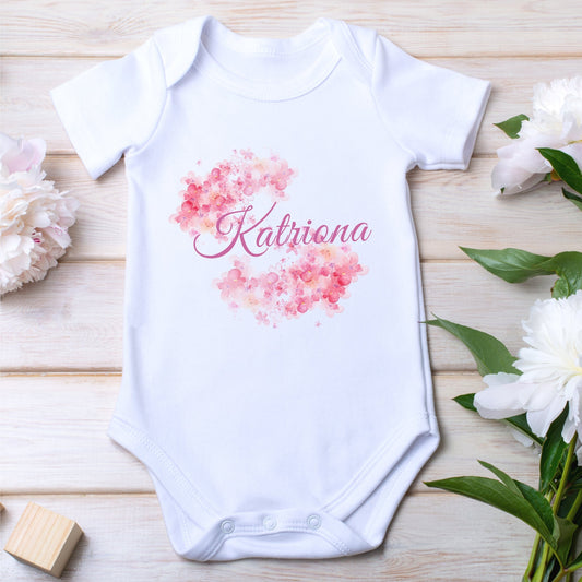 Personalised Pink Flowers Baby Vest