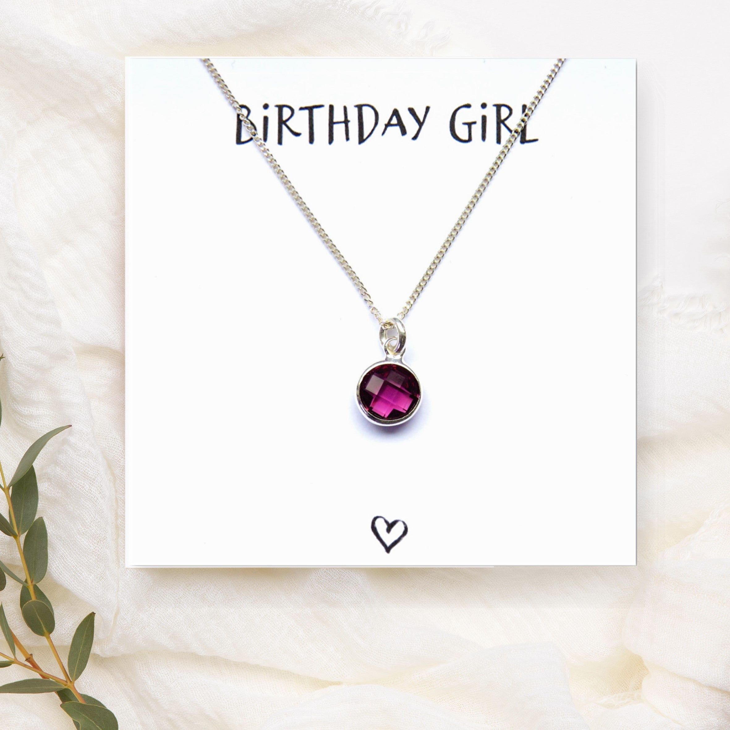 Birthstone Necklace & Birthday Girl Card