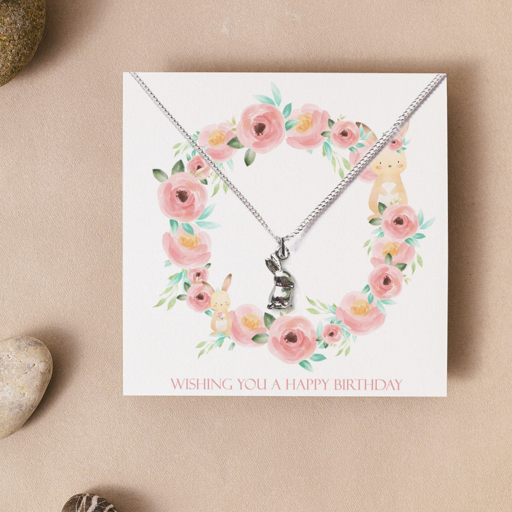 Happy Birthday Bunny Necklace & Gift Card