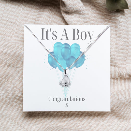 It's A Boy Necklace - Balloon Gift Card