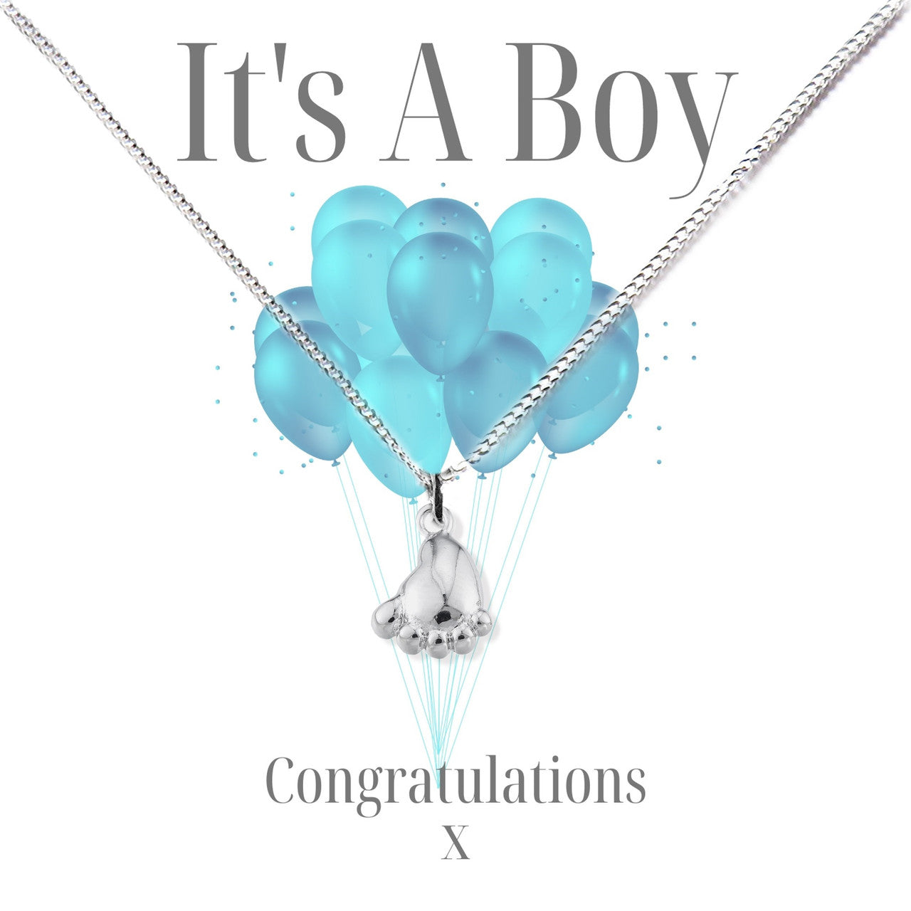 It's A Boy Balloon Gift Card-Bracelet-Necklace-Earrings