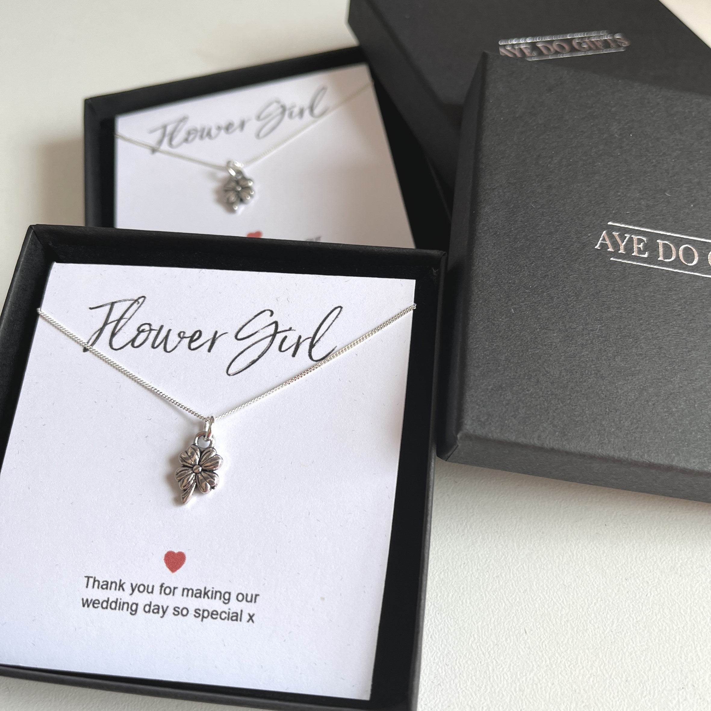 Flower Girl Necklace & Thank You Gift Card