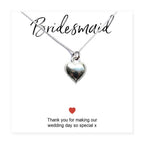 Bridesmaids Heart Necklace & Thank You Gift Card