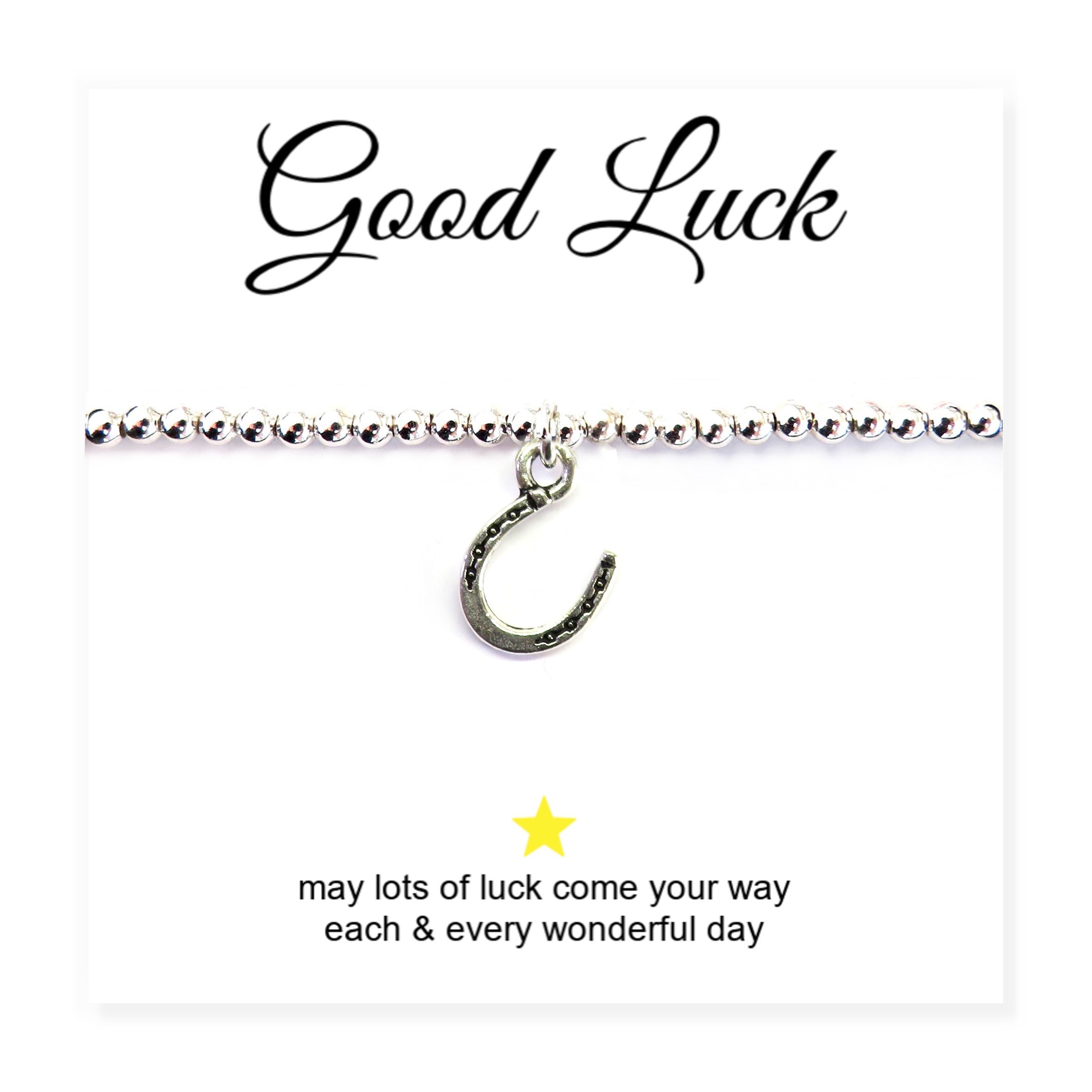 Horseshoe Charm Bracelet with Good Luck Message Gift Card