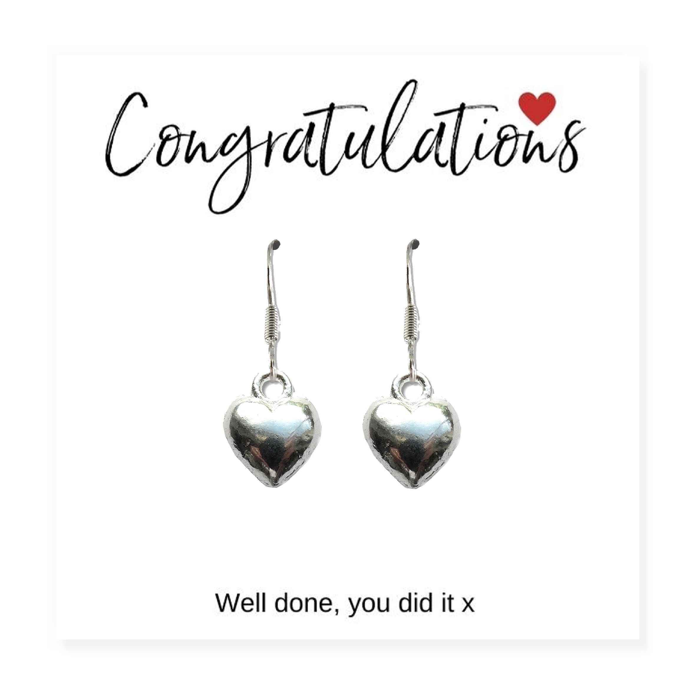 Congratulations Heart Charm Earrings & Gift Card