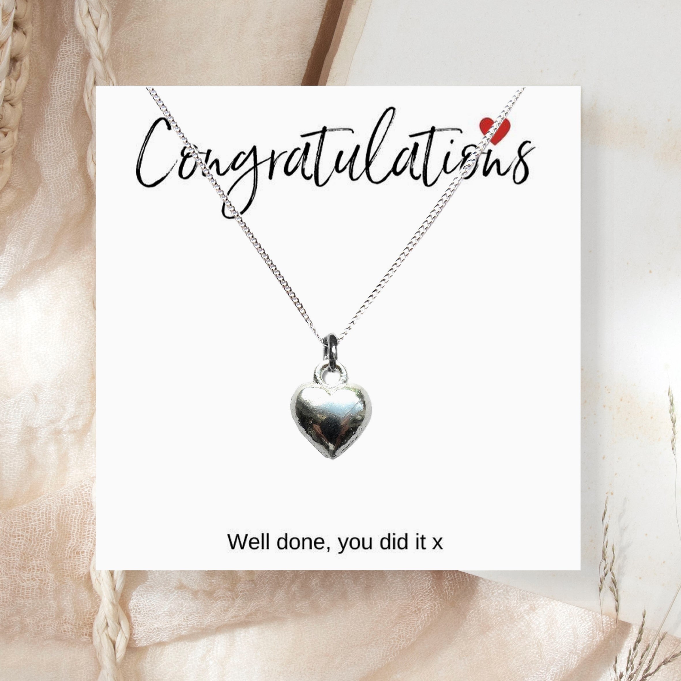 Congratulations Heart Charm Necklace & Gift Card