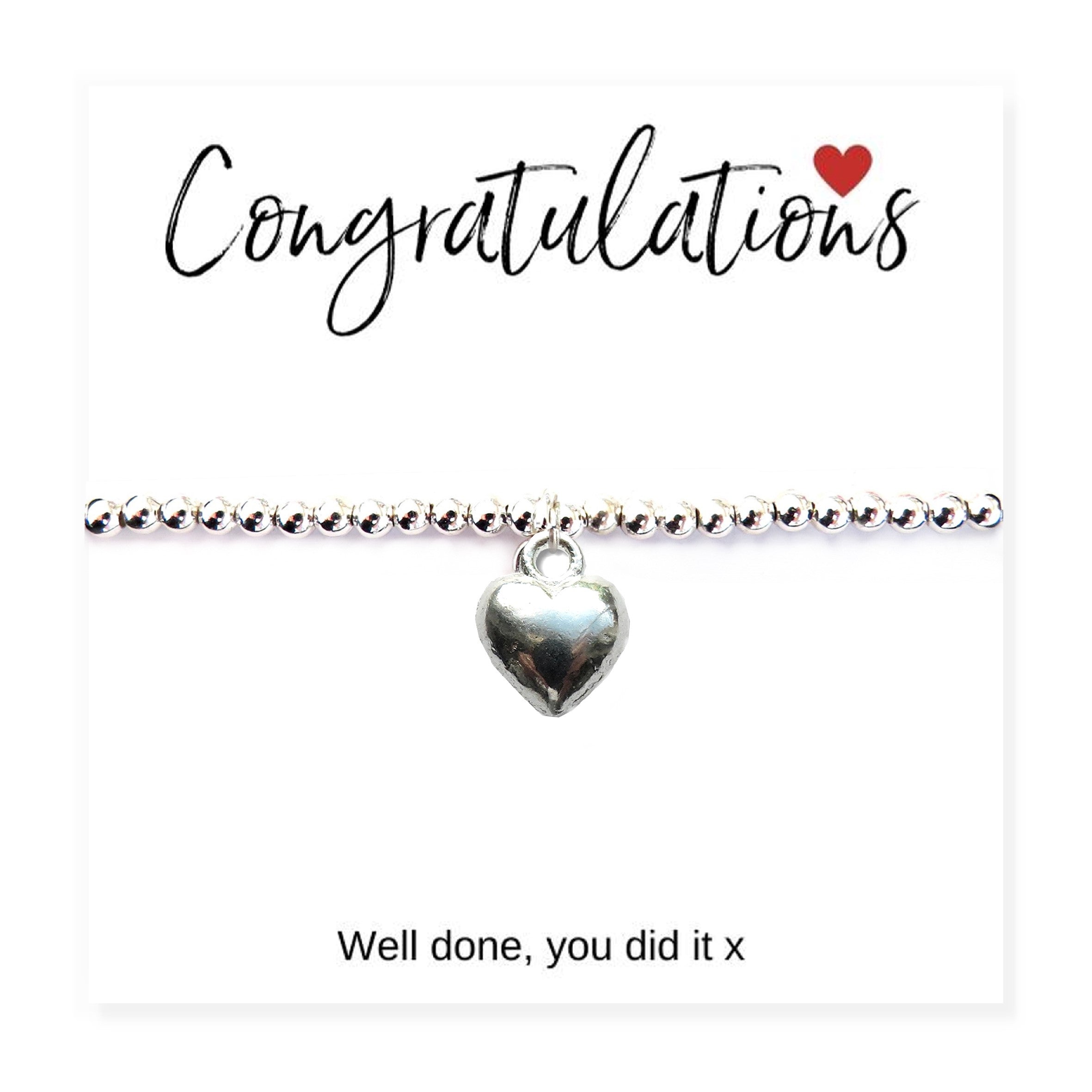 Congratulations Heart Charm Bracelet & Gift Card