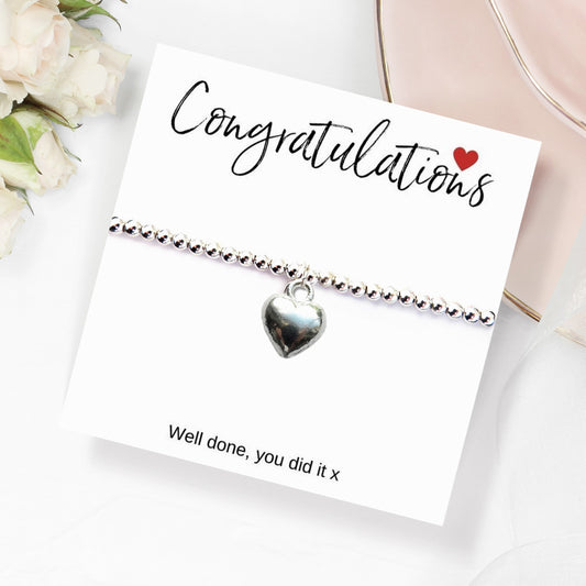 Congratulations Heart Charm Bracelet & Gift Card