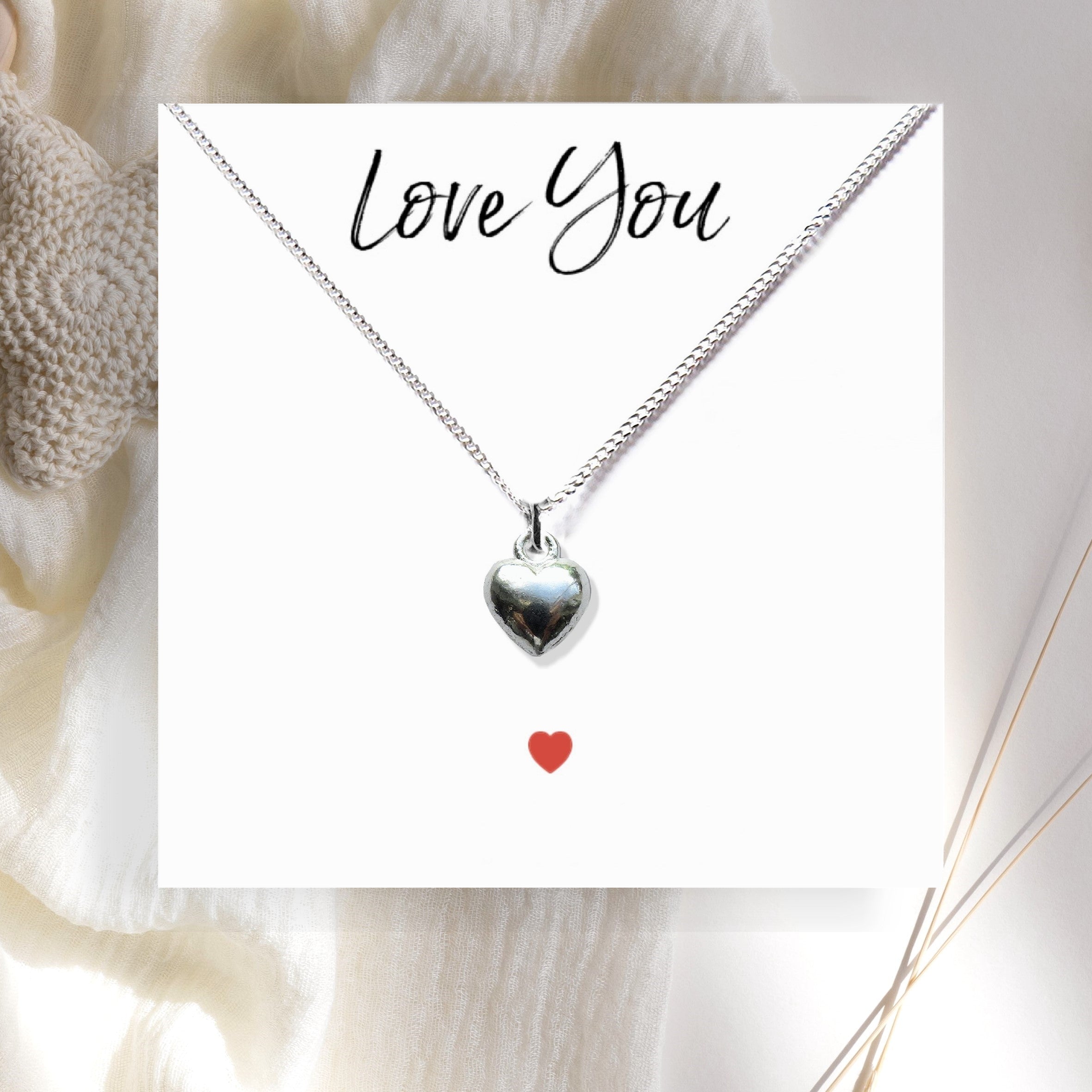 Heart Necklace & Love You Gift Card