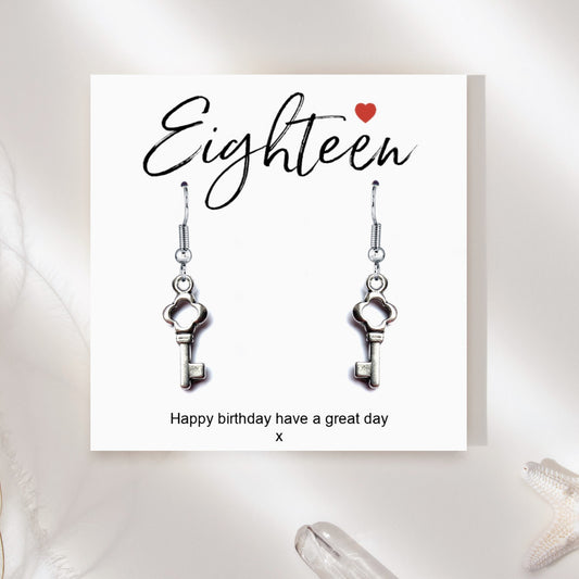 18th Birthday Earrings & Message Card