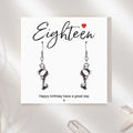 18th Birthday Silver Key Charm Earrings & Gift Card