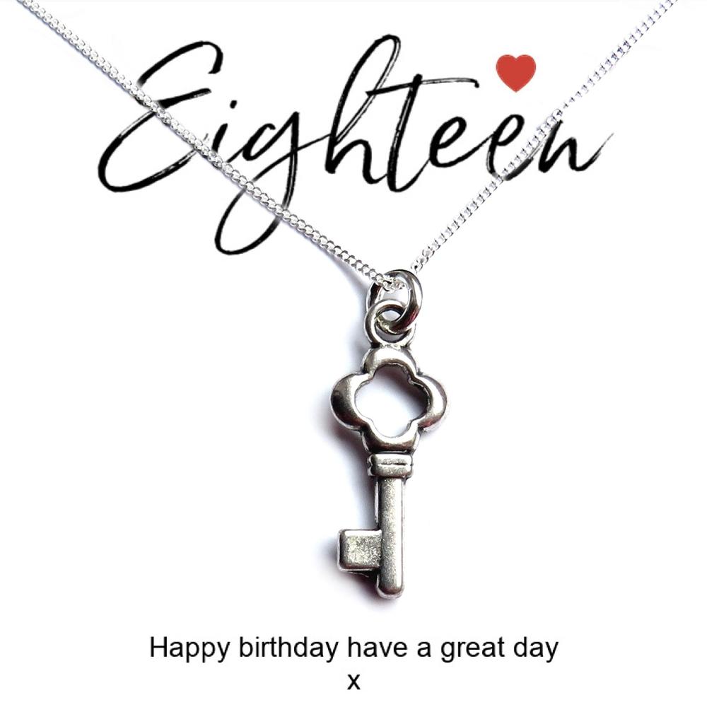 18th Birthday Key Necklace & Gift Card | 18th Birthday Gift UK