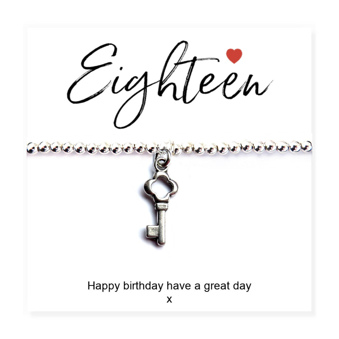 18th Birthday Stretch Beaded Bracelet & Card