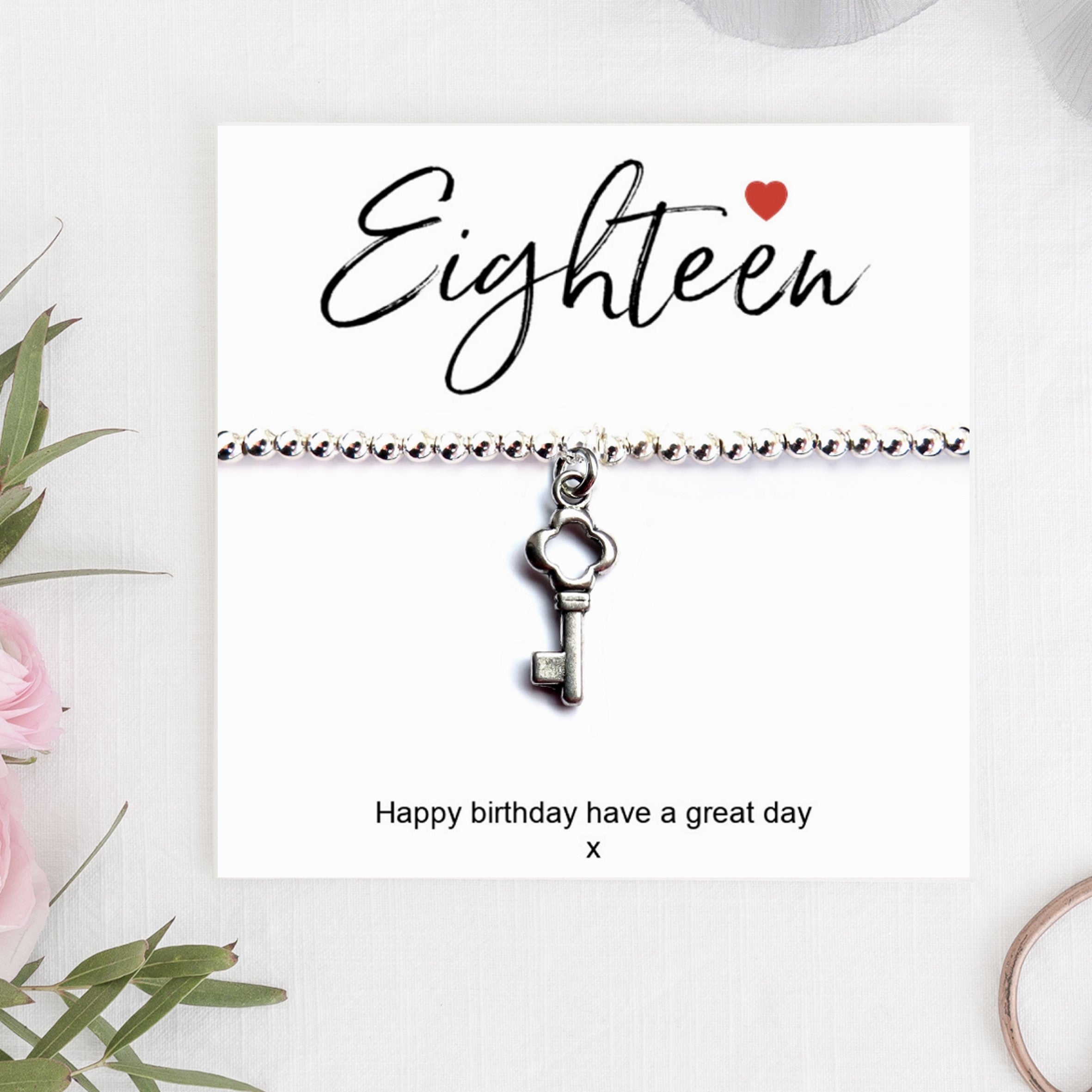 18th Birthday Stretch Beaded Bracelet & Card