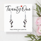 21st Birthday Key Earrings & Card