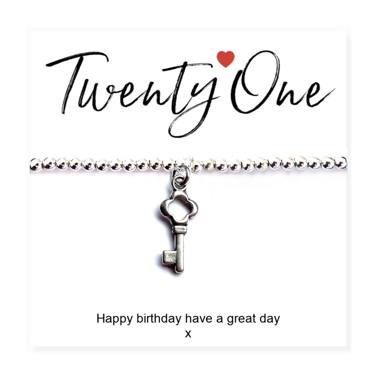 21st Birthday Stretch Beaded Bracelet & Message Card
