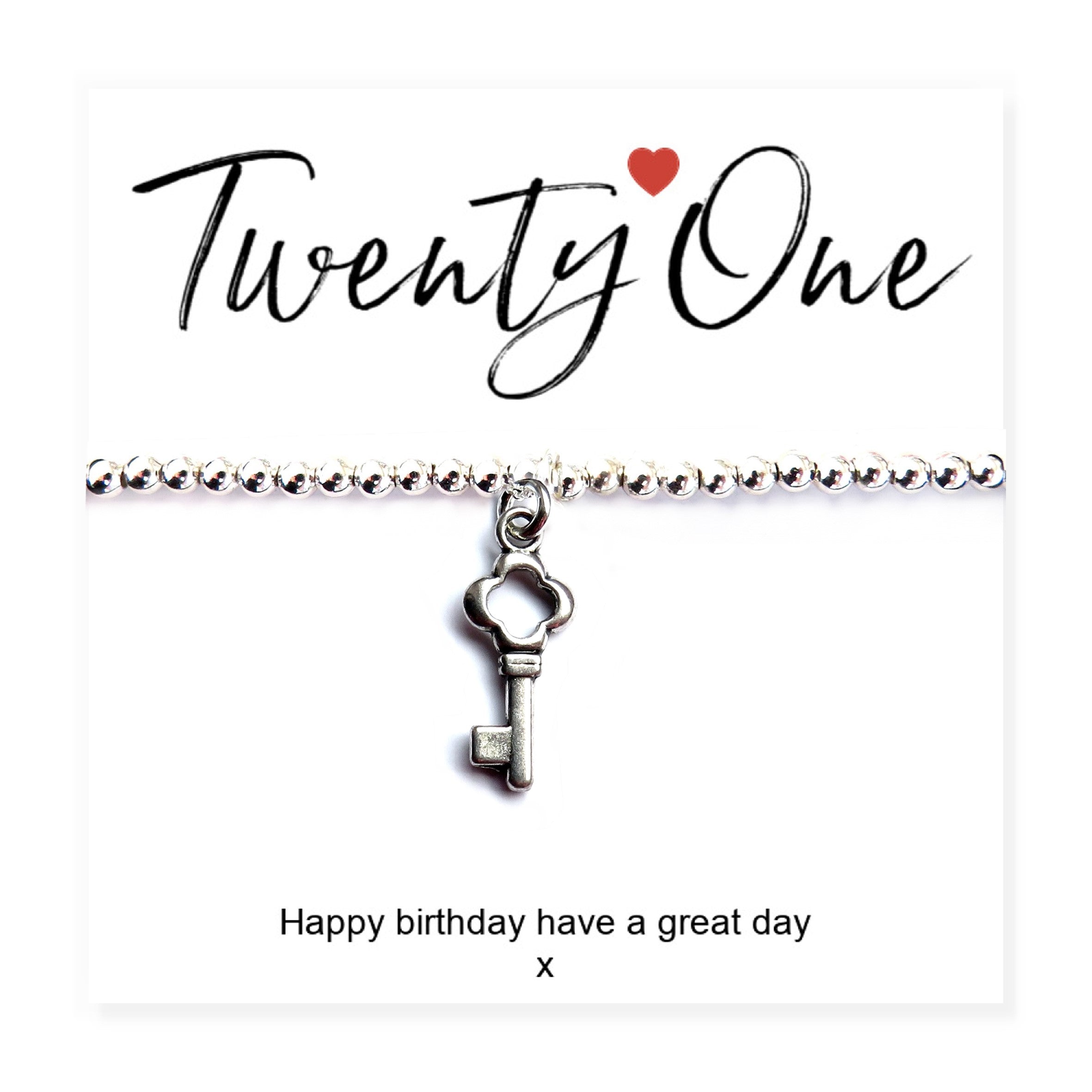 21st Birthday Stretch Beaded Bracelet & Card