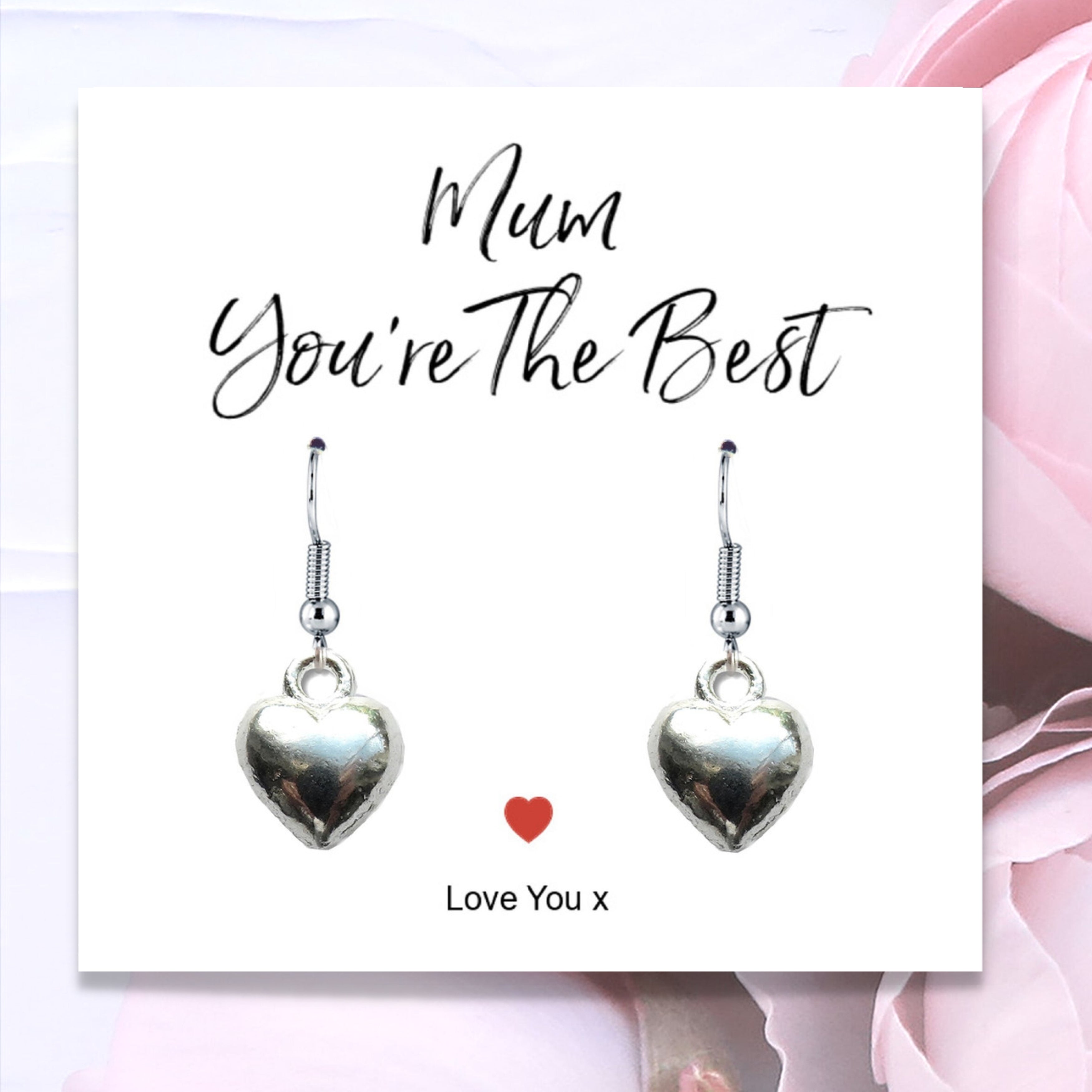 Mum You're The Best Heart Earrings & Gift Card
