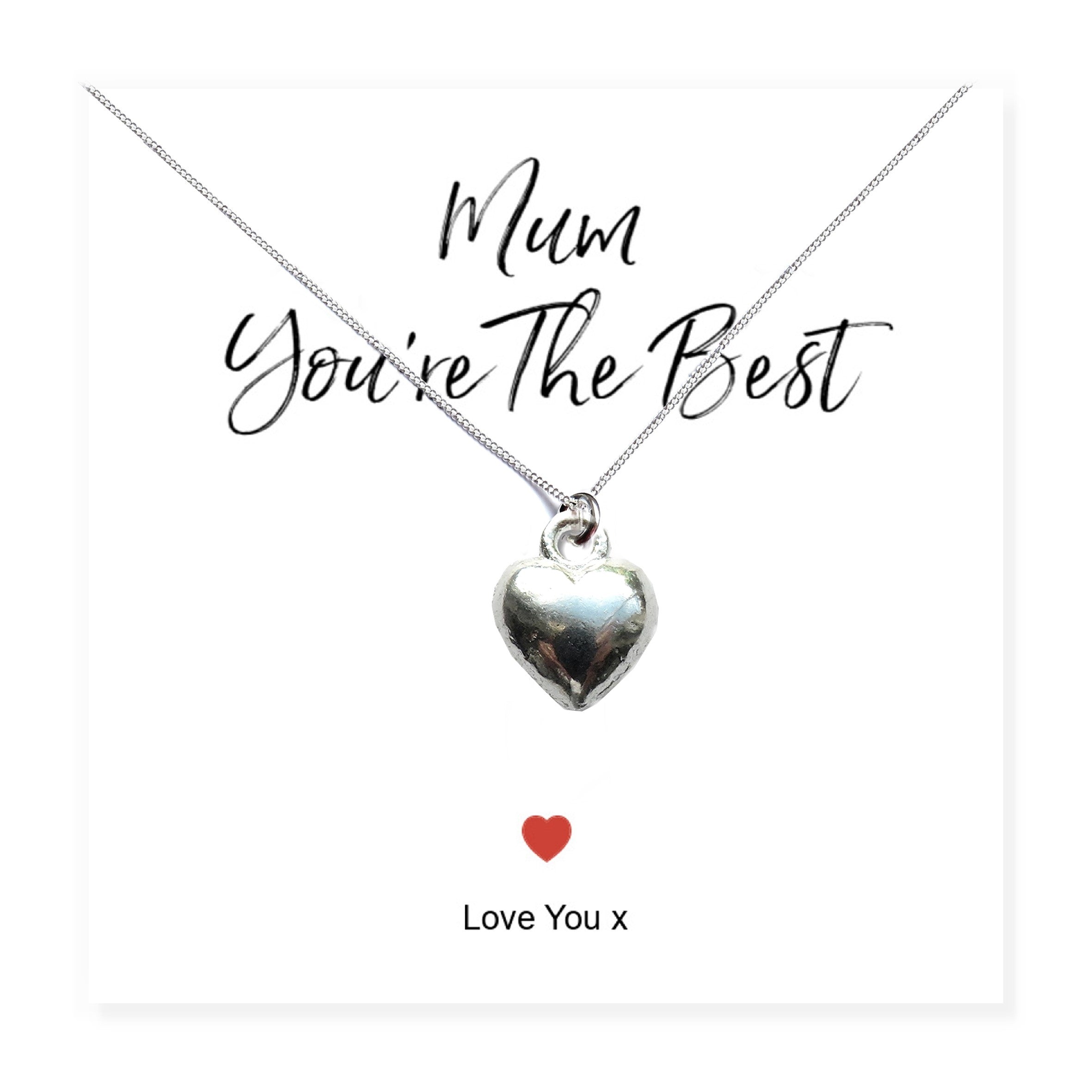Mum You're The Best Heart Necklace & Gift Card