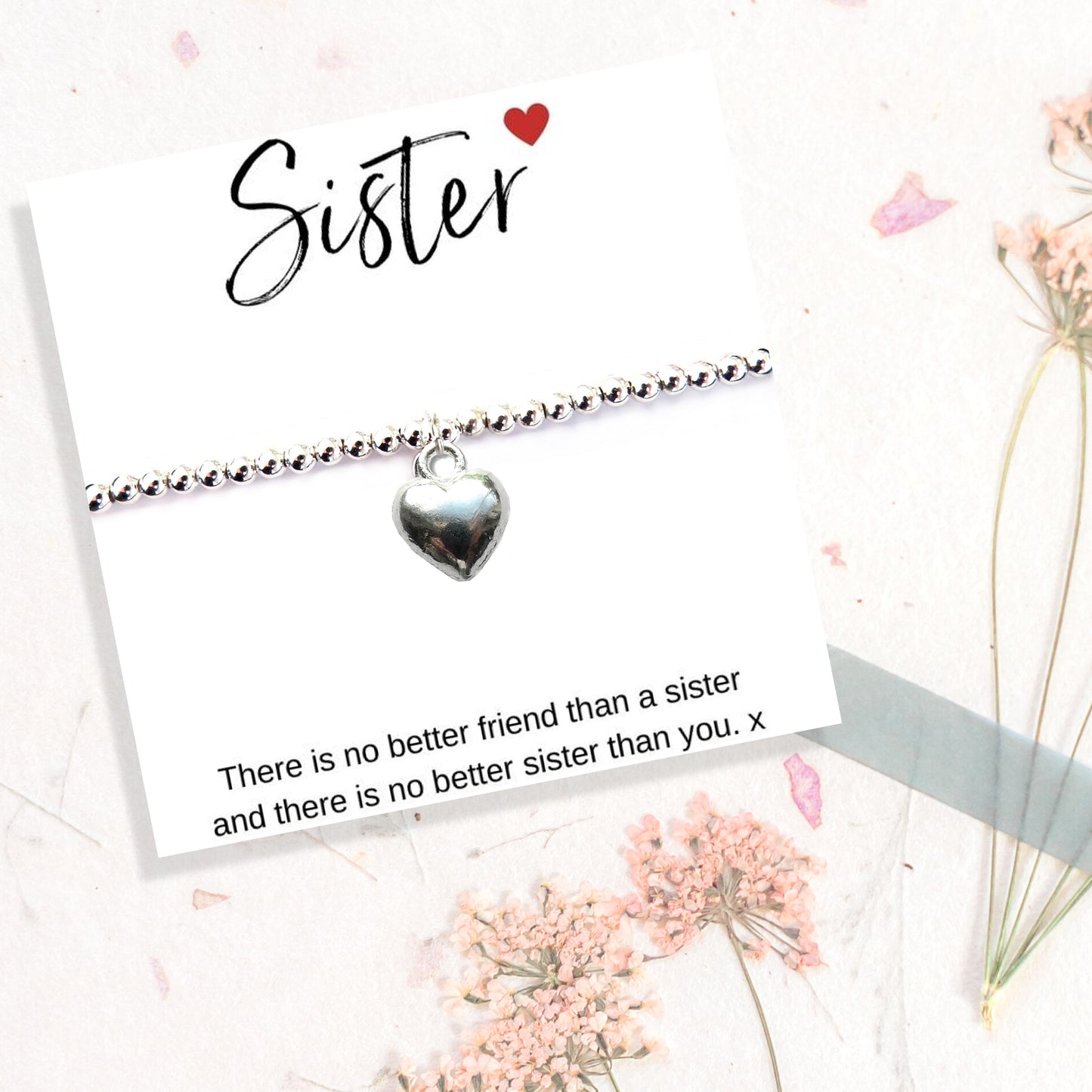 Sister Gift Card and Stretch Beaded Bracelet
