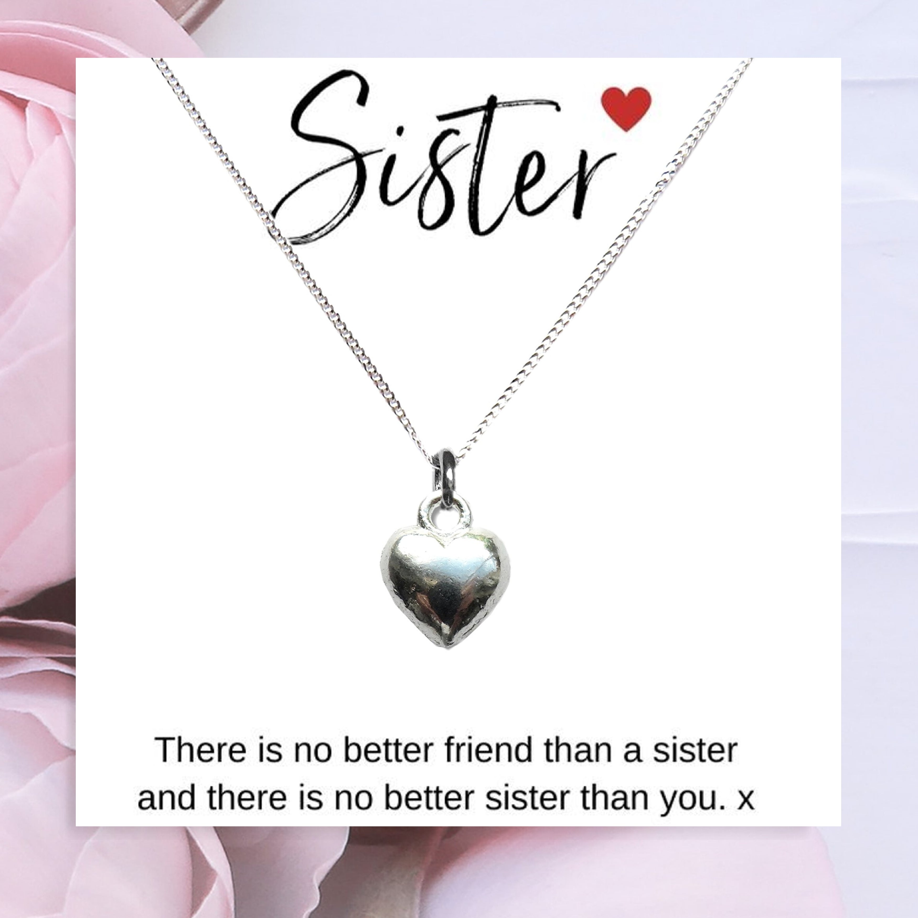Heart Necklace & Sister Gift Card