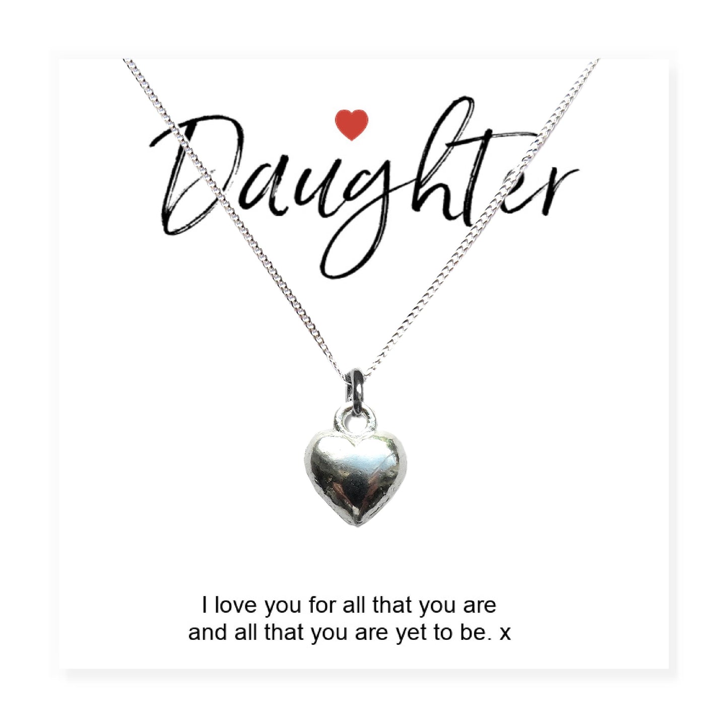 Daughter Gift Card with Heart Necklace