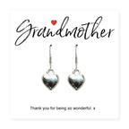 Grandmother Message Gift Card with Heart Earrings