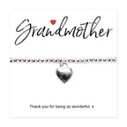 Grandmother Message Gift Card with Heart Charm Bracelet