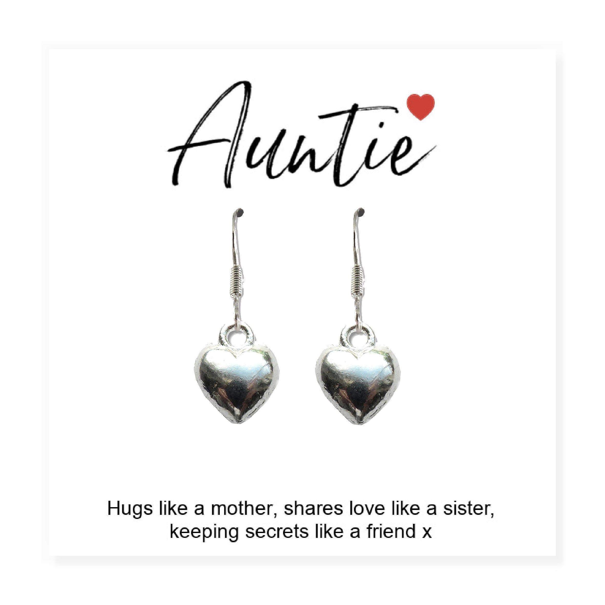 Auntie Heart Earrings with Gift Card - Perfect Gift for any Occasion