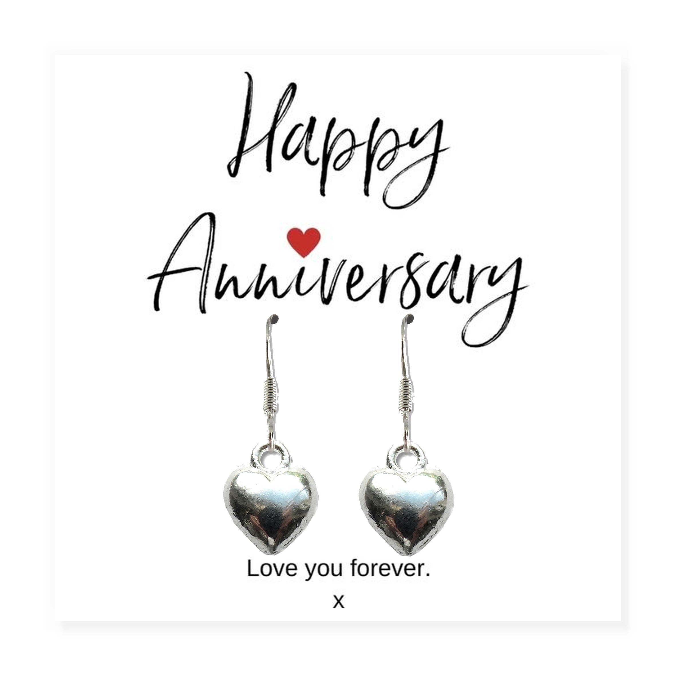 Heart Earrings & Anniversary & Gift Card