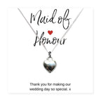 Maid of Honour Heart Necklace & Thank You Gift Card