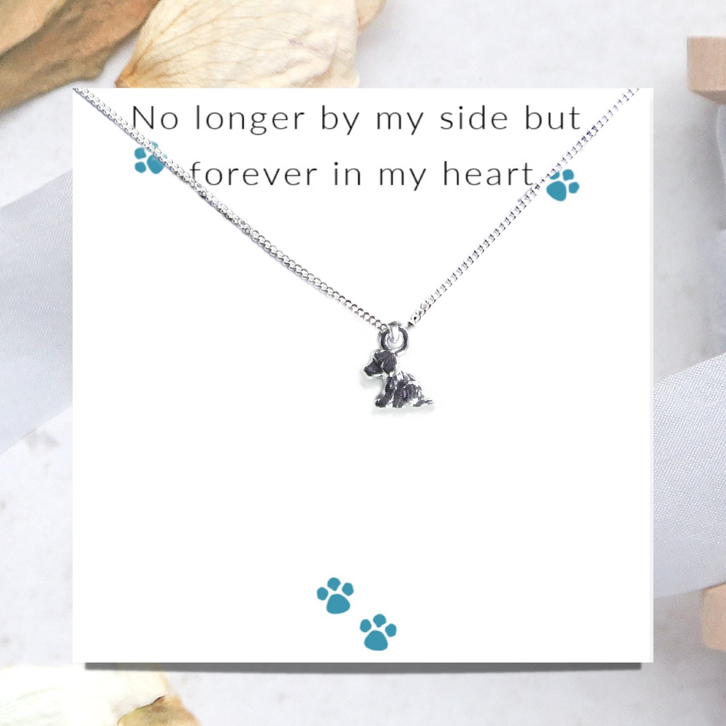 No Longer By My Side - Dog Necklace on Message Card
