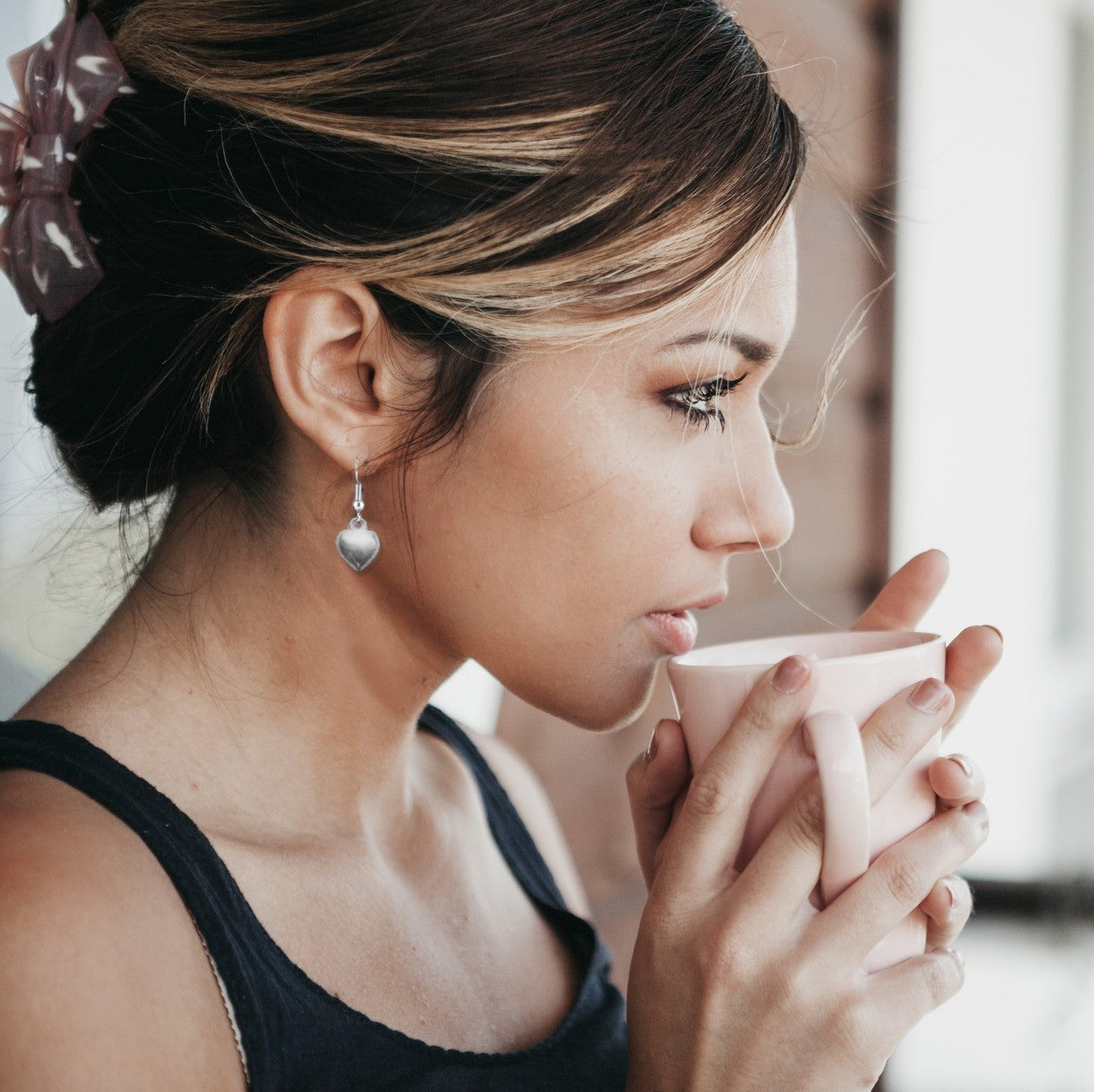 Flower Girl Heart Necklace & Eucalyptus Thank You Gift Card