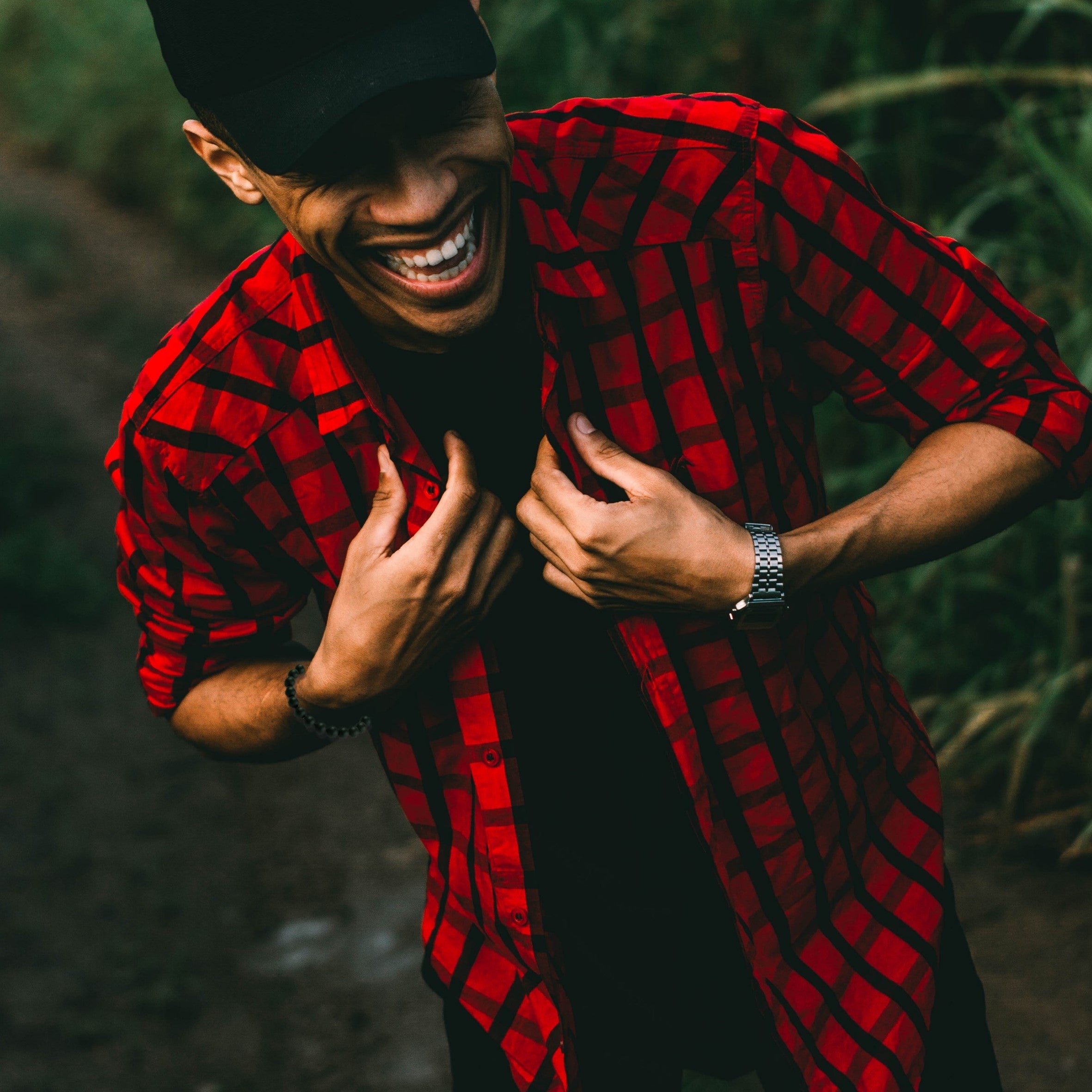 Men's Black Agate Beaded Bracelet