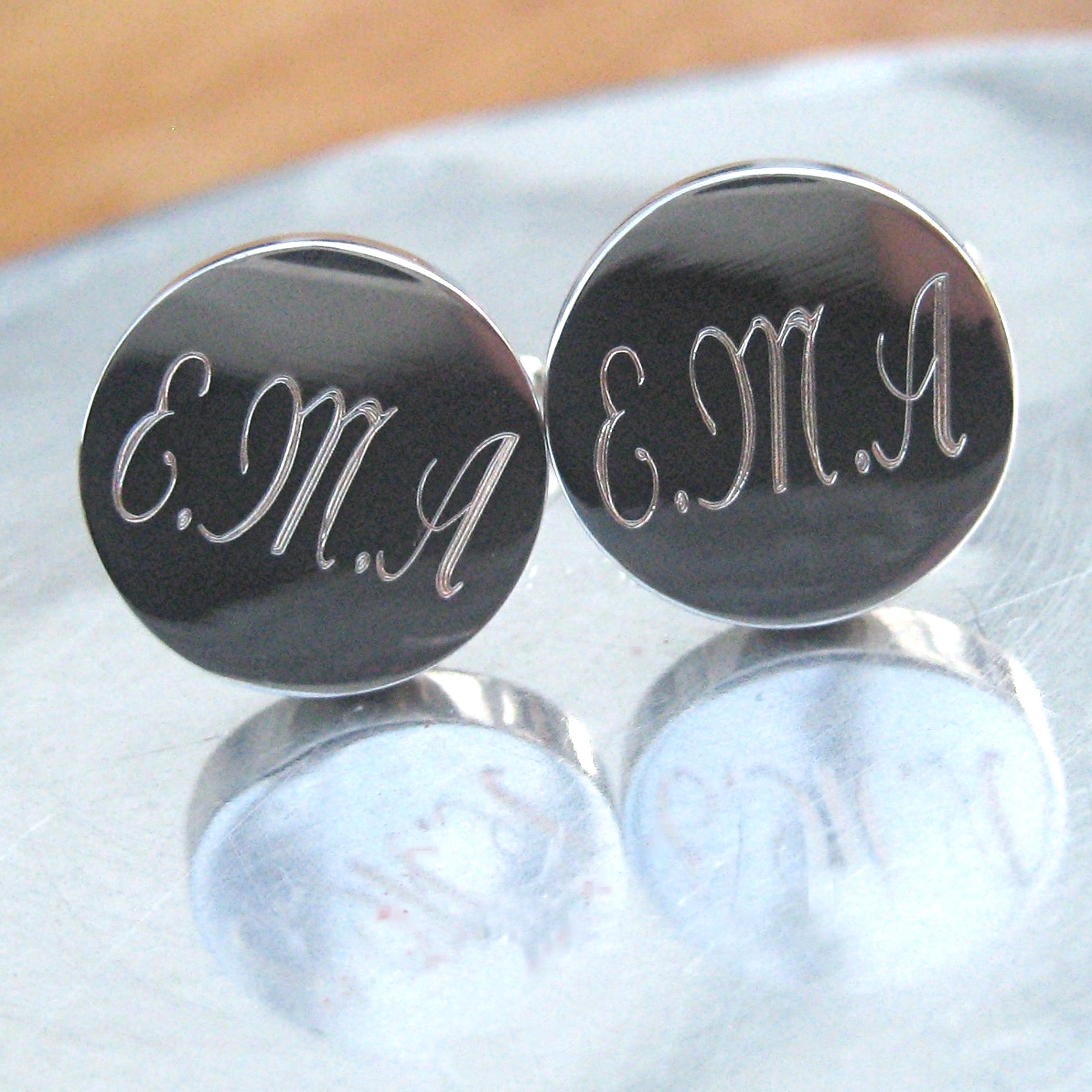 Personalised Round Vanessa Cufflinks - Initials