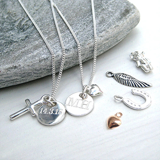 Personalised Sterling Silver Mini Charm Necklace