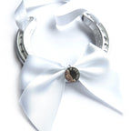 Personalised Wedding Horseshoe: Engraved Good Luck Charm, White Satin Ribbon