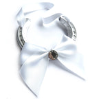 Personalised Wedding Horseshoe: Engraved Good Luck Charm, White Satin Ribbon