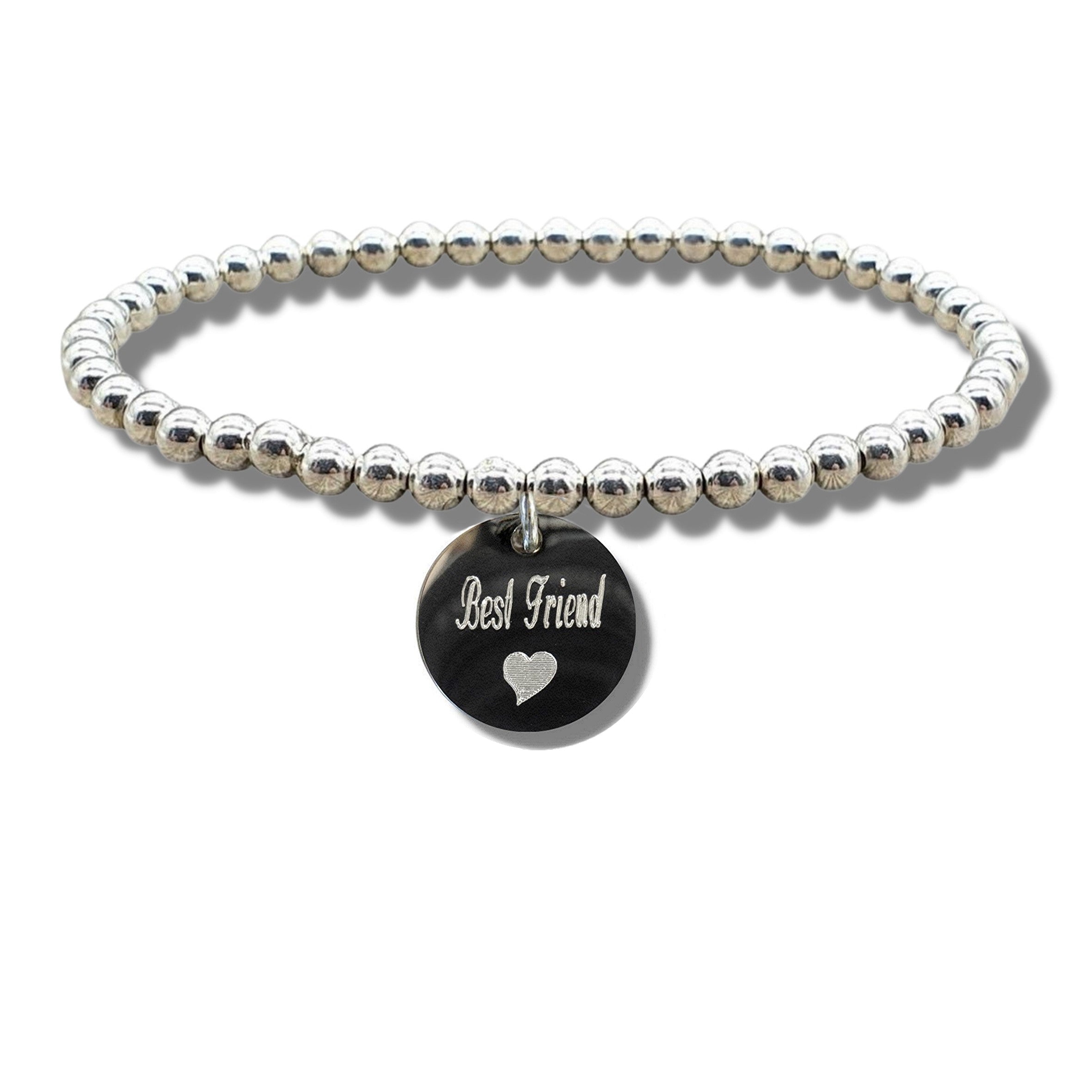 Best Friend Silver Disc Bracelet & Heart Symbol