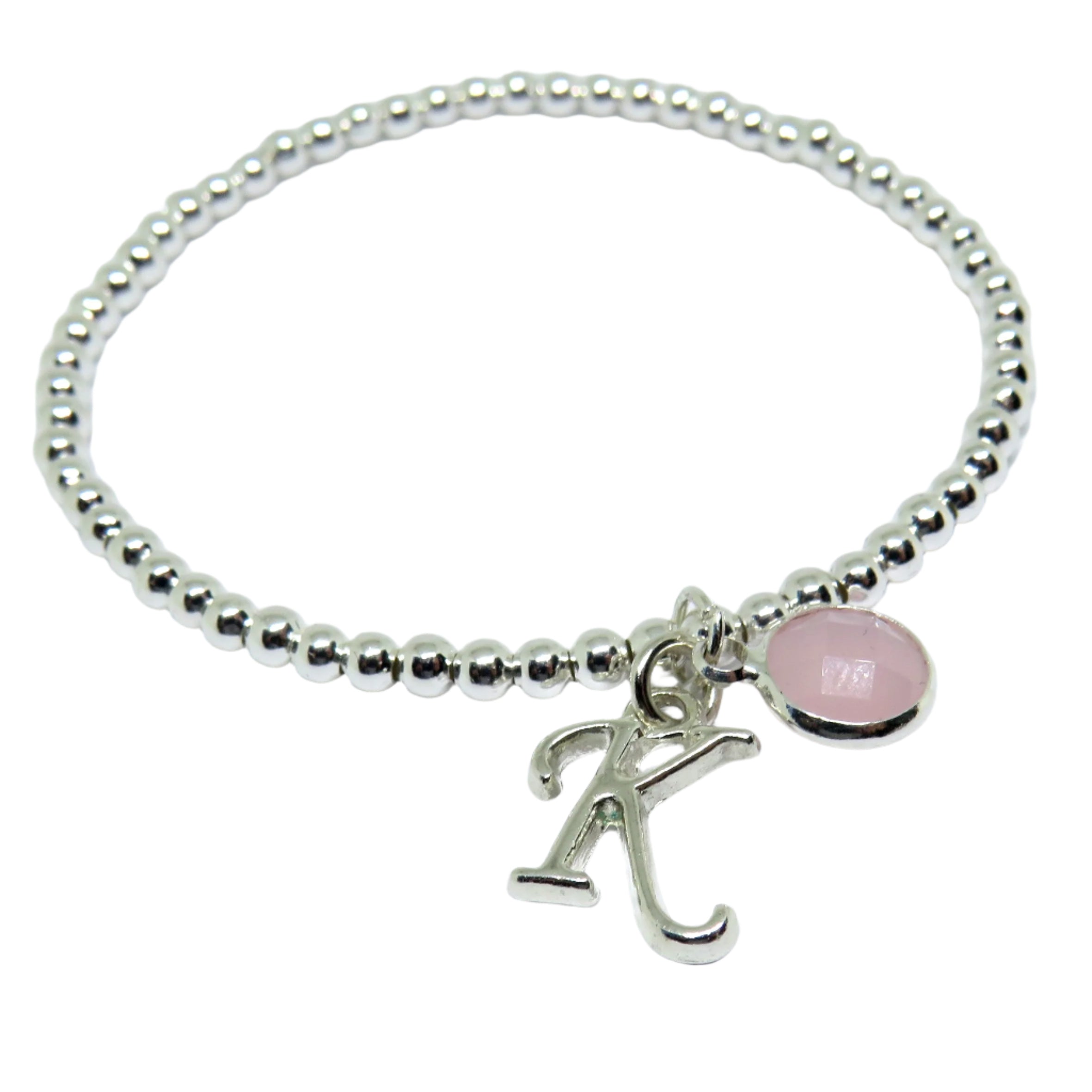 Silver Personalised Initial Birthstone Bracelet